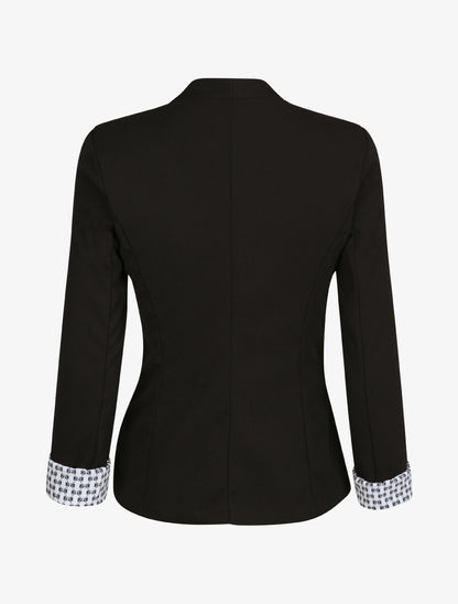 Blazer slim uni à revers imprimé grec - Noir - 2