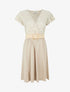 Robe mi-longue à buste brodé - Beige - 4