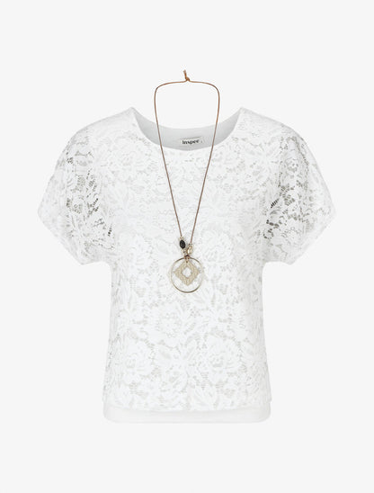 Top uni en broderies - Blanc - 4