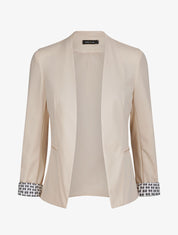 Blazer slim uni à revers imprimé grec - Beige - 4