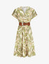 Robe longue évasée imprimé fleurs abstraites - Vert - 1