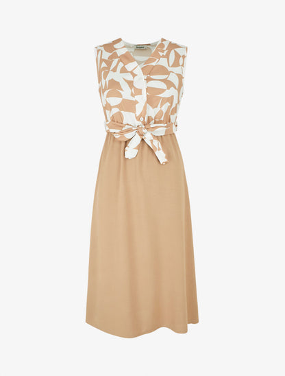 Robe sans manches à buste boutonné - Camel - 4