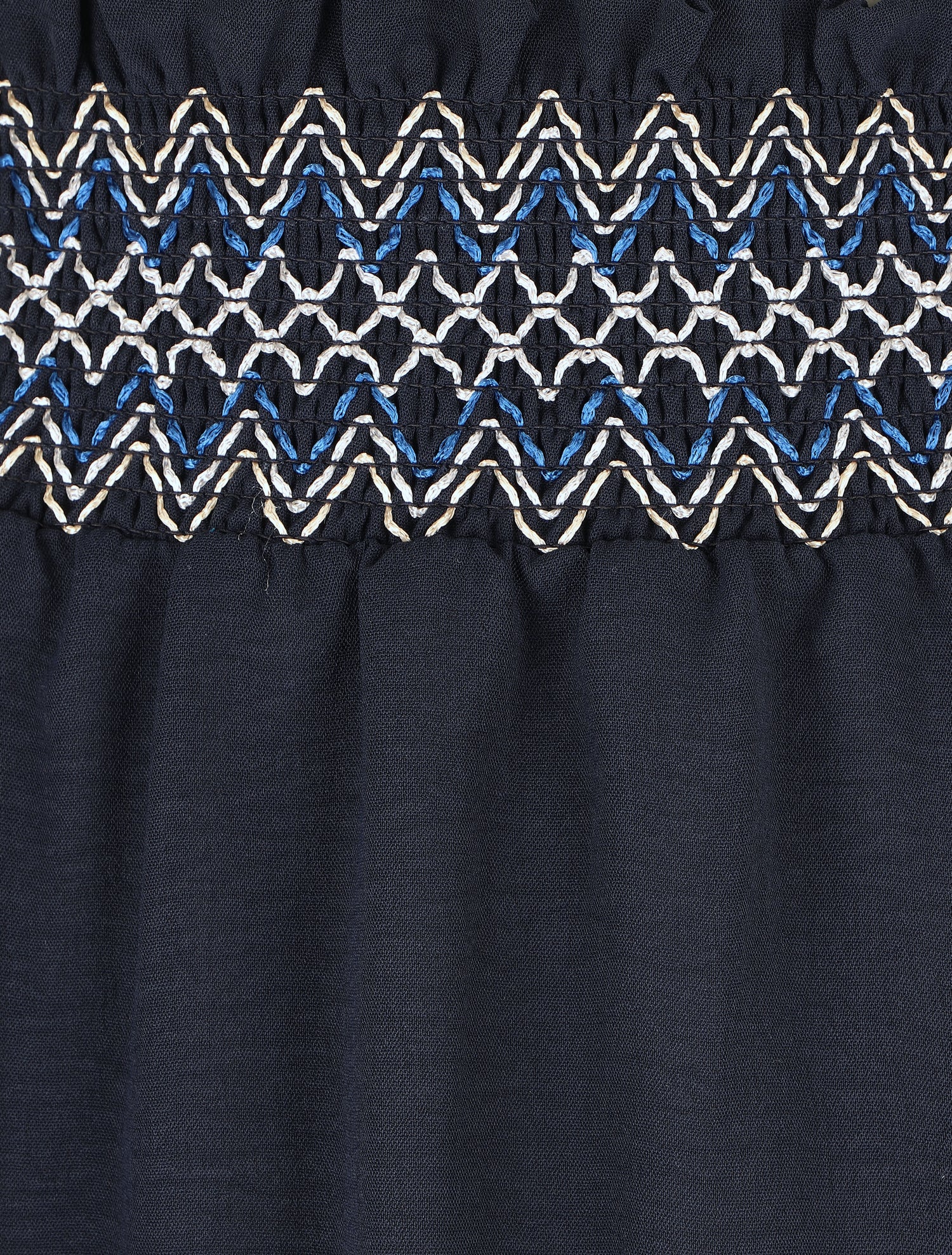 Jupe longue fluide taille haute élastiquée - Marine - 3