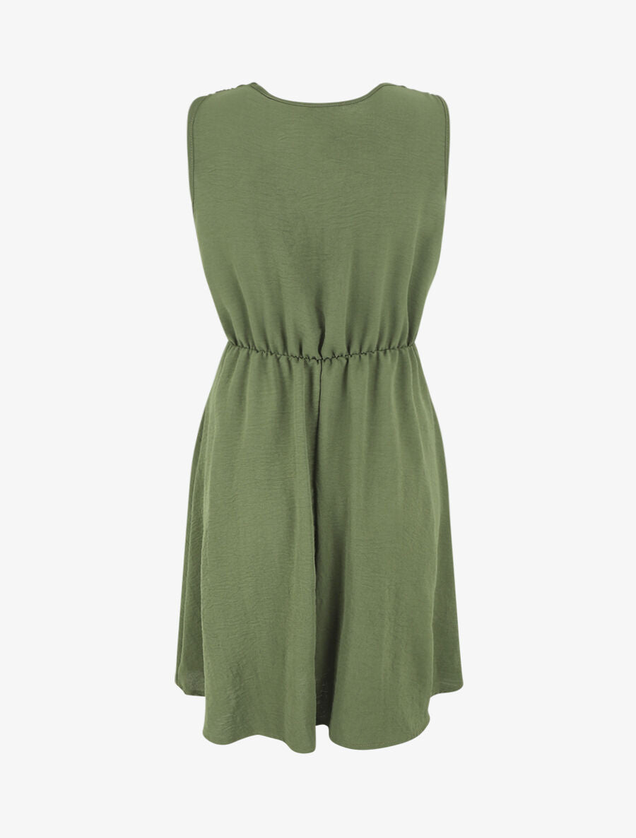 Robe unie élastiquée - Kaki - 2