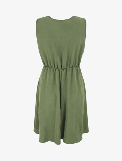 Robe unie élastiquée - Kaki - 2
