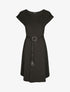 Robe mi-longue droite unie à manches courtes - Noir - 1