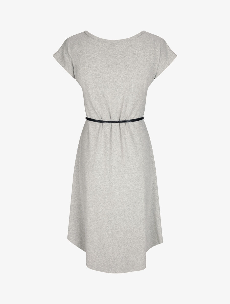 Robe mi-longue droite unie à manches courtes - Gris chiné - 2