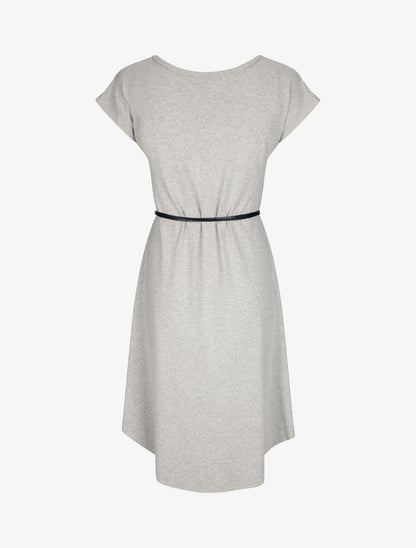 Robe mi-longue droite unie à manches courtes - Gris chiné - 2
