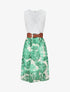Robe élastiquée à jupe imprimé tropical - Beige - 5
