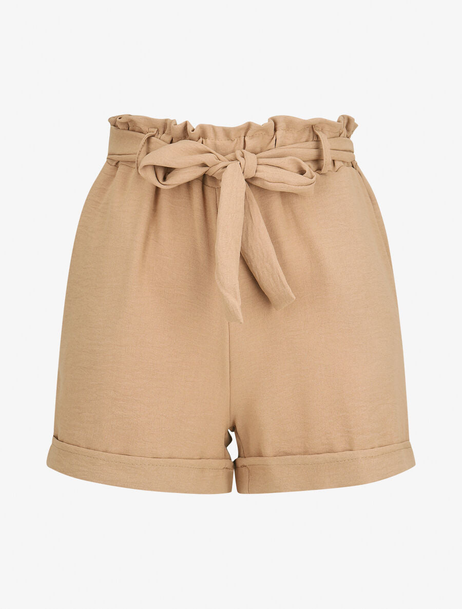 Short uni à revers - Camel - 5