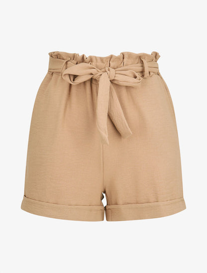 Short uni à revers - Camel - 5