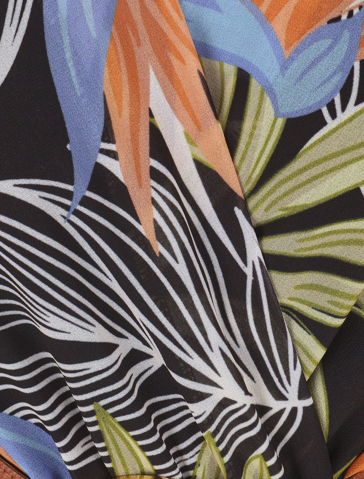 Robe évasée sans manches imprimé tropical - Noir/vert - 3