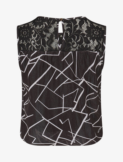 Top ample sans manches imprimé graphique - Noir - 2