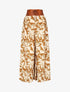 Pantalon imprimé fleurs à taille haute - Camel - 1