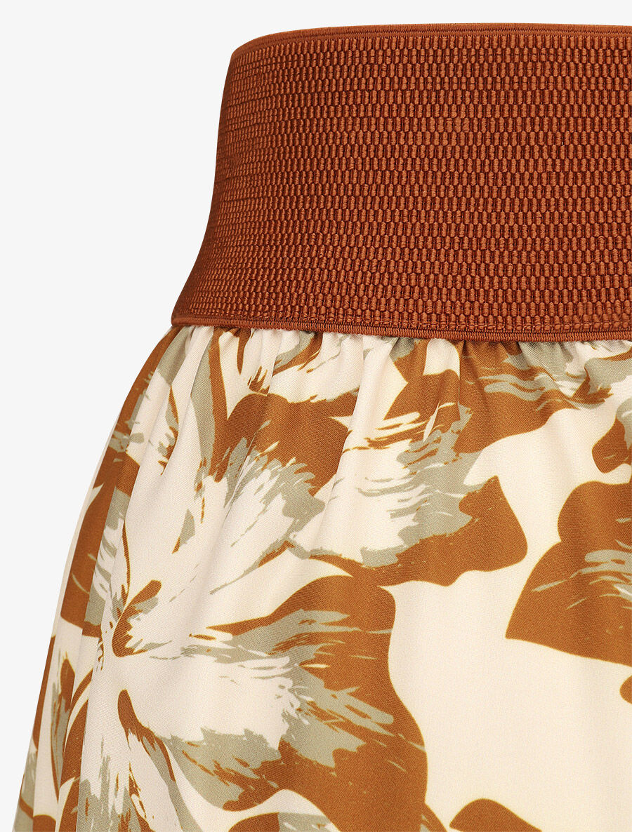 Pantalon imprimé fleurs à taille haute - Camel - 3