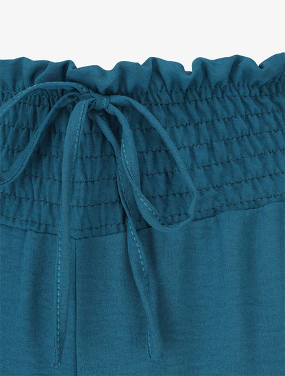 Pantalon ample à taille élastiquée - Bleu canard - 3