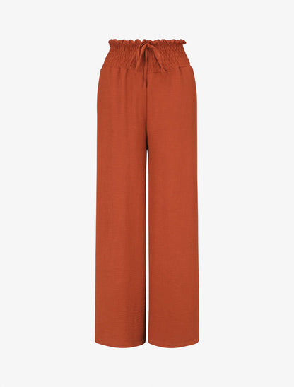Pantalon ample à taille élastiquée - Rouge brique - 4