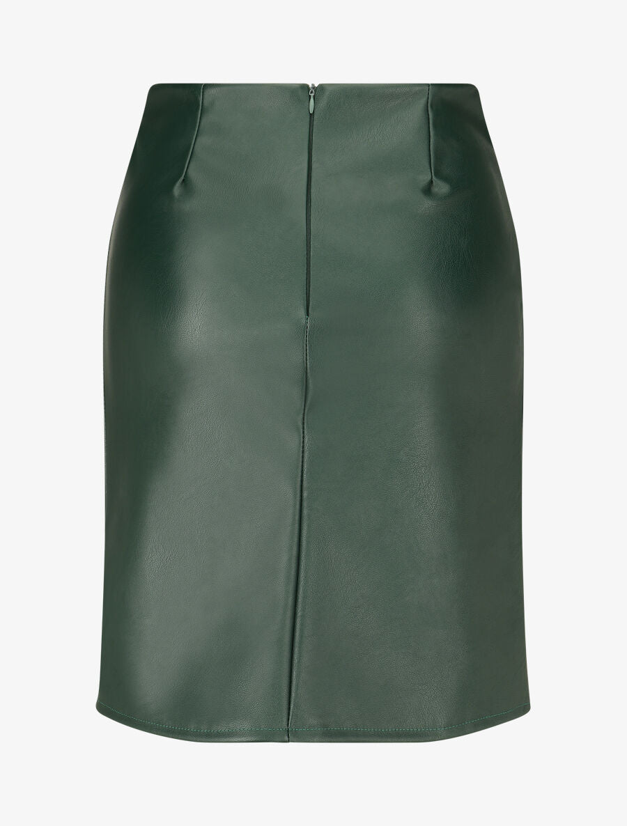 Jupe ajustée simili à boutons décoratifs - Vert sapin - 2