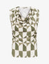 Top sans manches col bénitier imprimé graphique - Kaki - 5