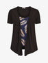 Top manches courtes style gilet ouvert imprimé tropical - Noir/marine - 1