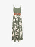 Robe longue bi-matière imprimé floral - Kaki - 1
