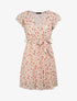 Robe empire courte imprimé roses irisées - Blanc - 5