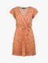Robe empire courte imprimé roses irisées - Orange - 1