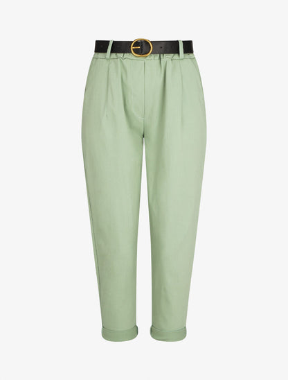 Pantalon 7/8 droit uni taille standard - Vert amande - 1