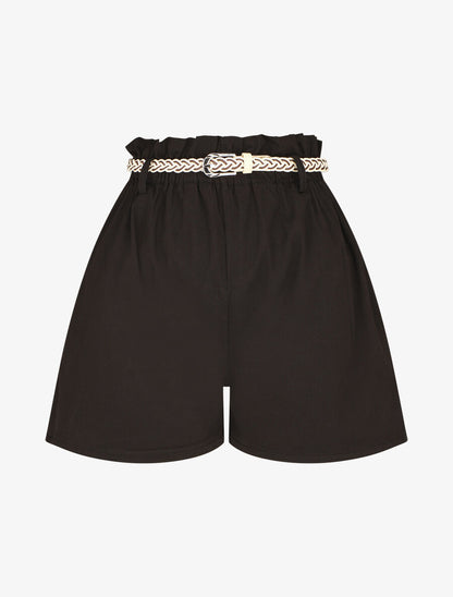 Short ample taille haute élastiquée - Noir - 1