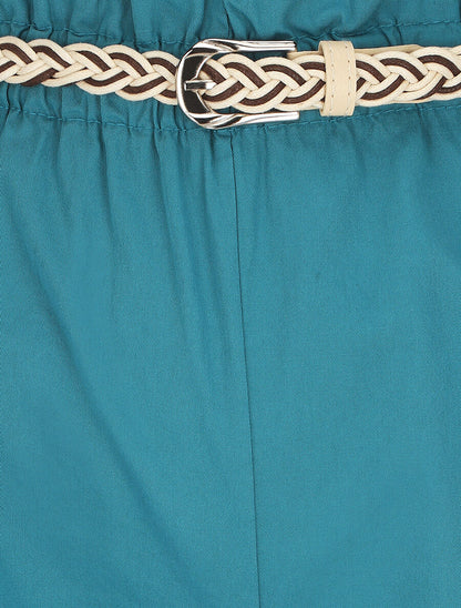 Short ample taille haute élastiquée - Bleu canard - 3