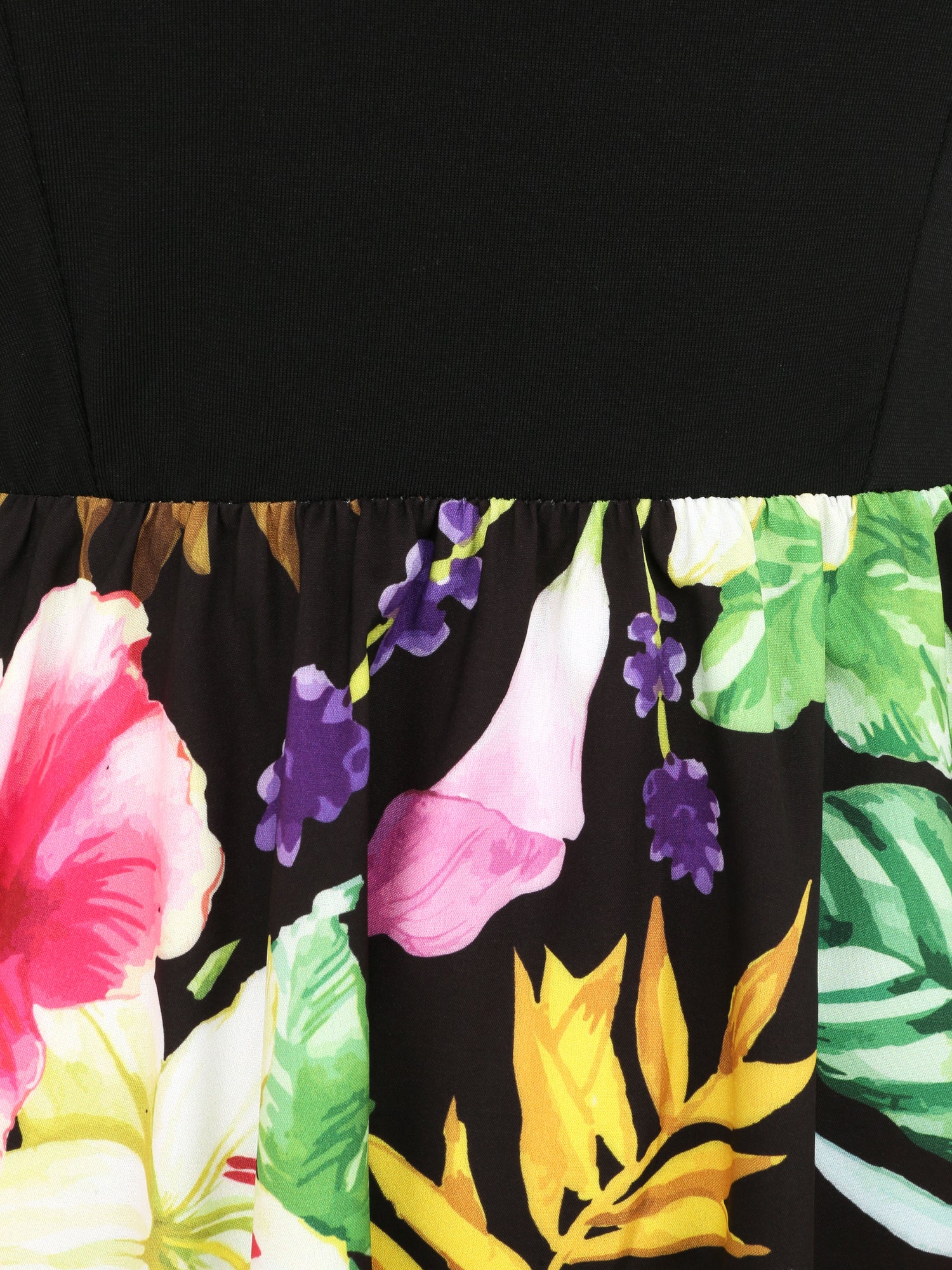 Robe patineuse courte imprimé hibiscus - Noir - 3