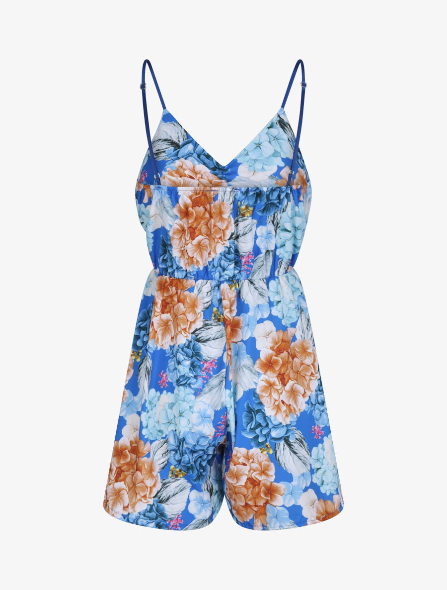 Combishort courte imprimé hortensia - Bleu électrique - 2