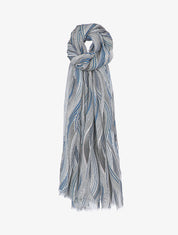 Foulard à imprimé lignes courbées style vagues - Bleu - 3