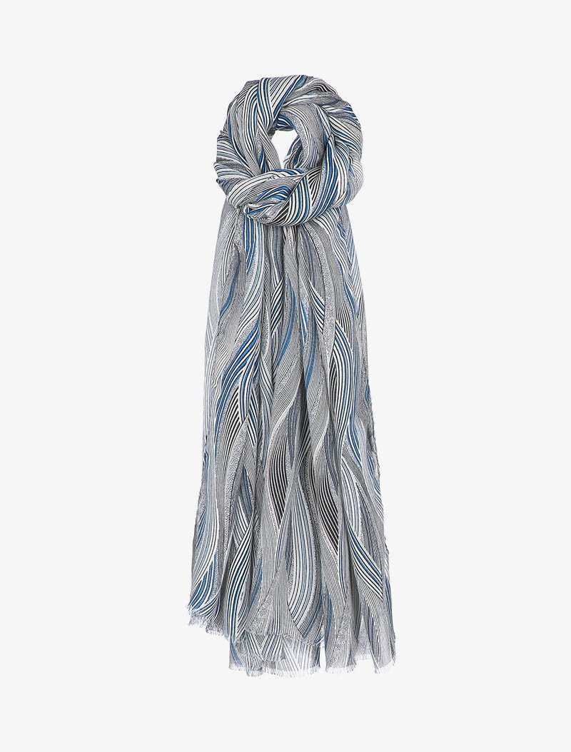 Foulard à imprimé lignes courbées style vagues - Bleu - 3