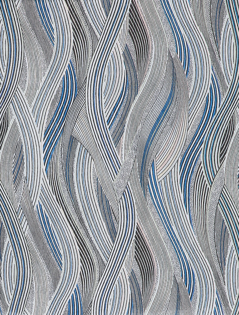 Foulard à imprimé lignes courbées style vagues - Bleu - 2