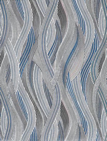 Foulard à imprimé lignes courbées style vagues - Bleu - 2