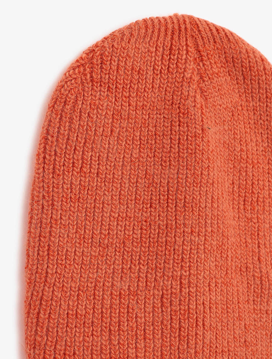 Bonnet uni en maille côtelée - Orange - 2