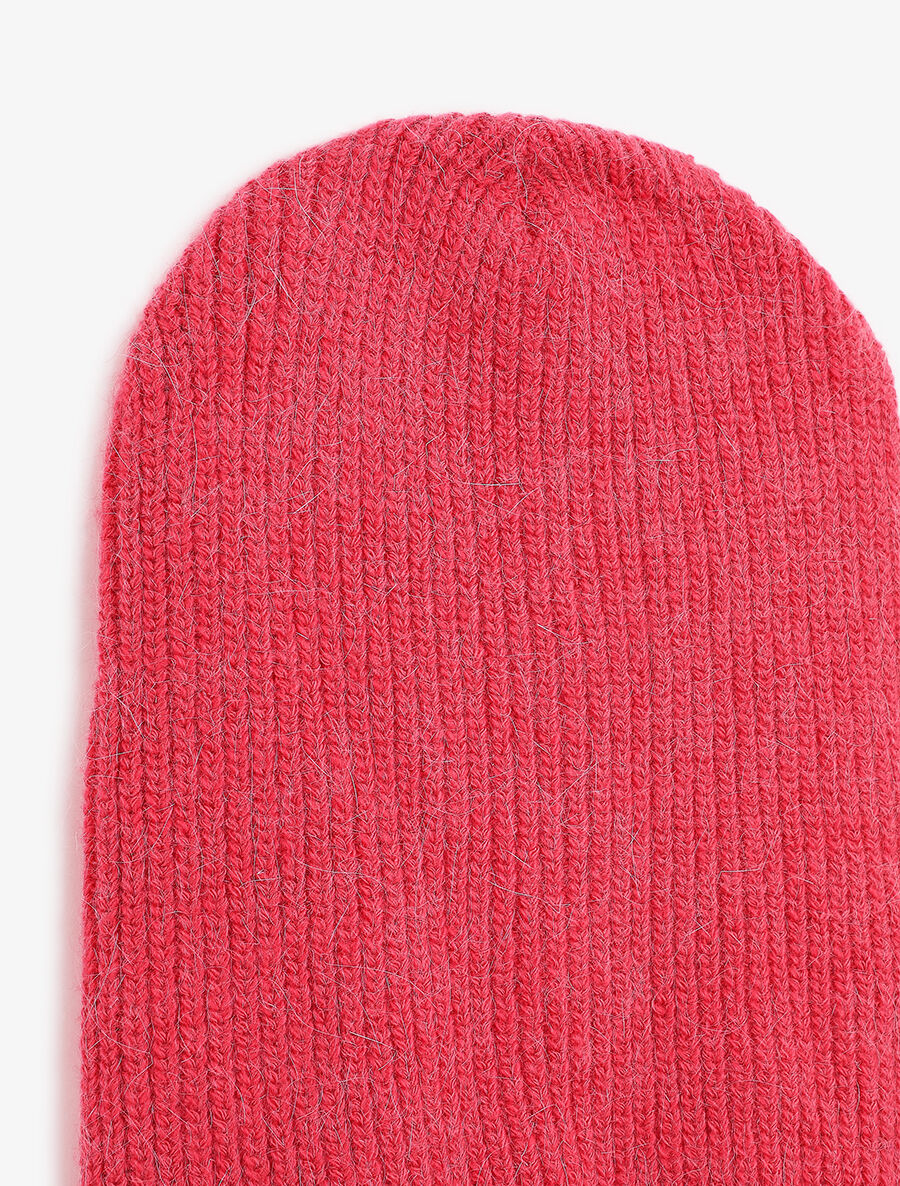 Bonnet uni en maille côtelée - Fushia - 2