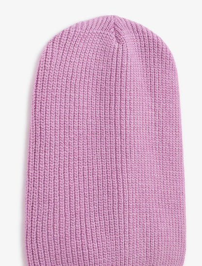 Bonnet uni en maille côtelée - Lilas - 2