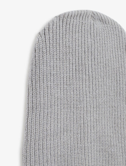 Bonnet uni en maille côtelée - Gris clair - 2