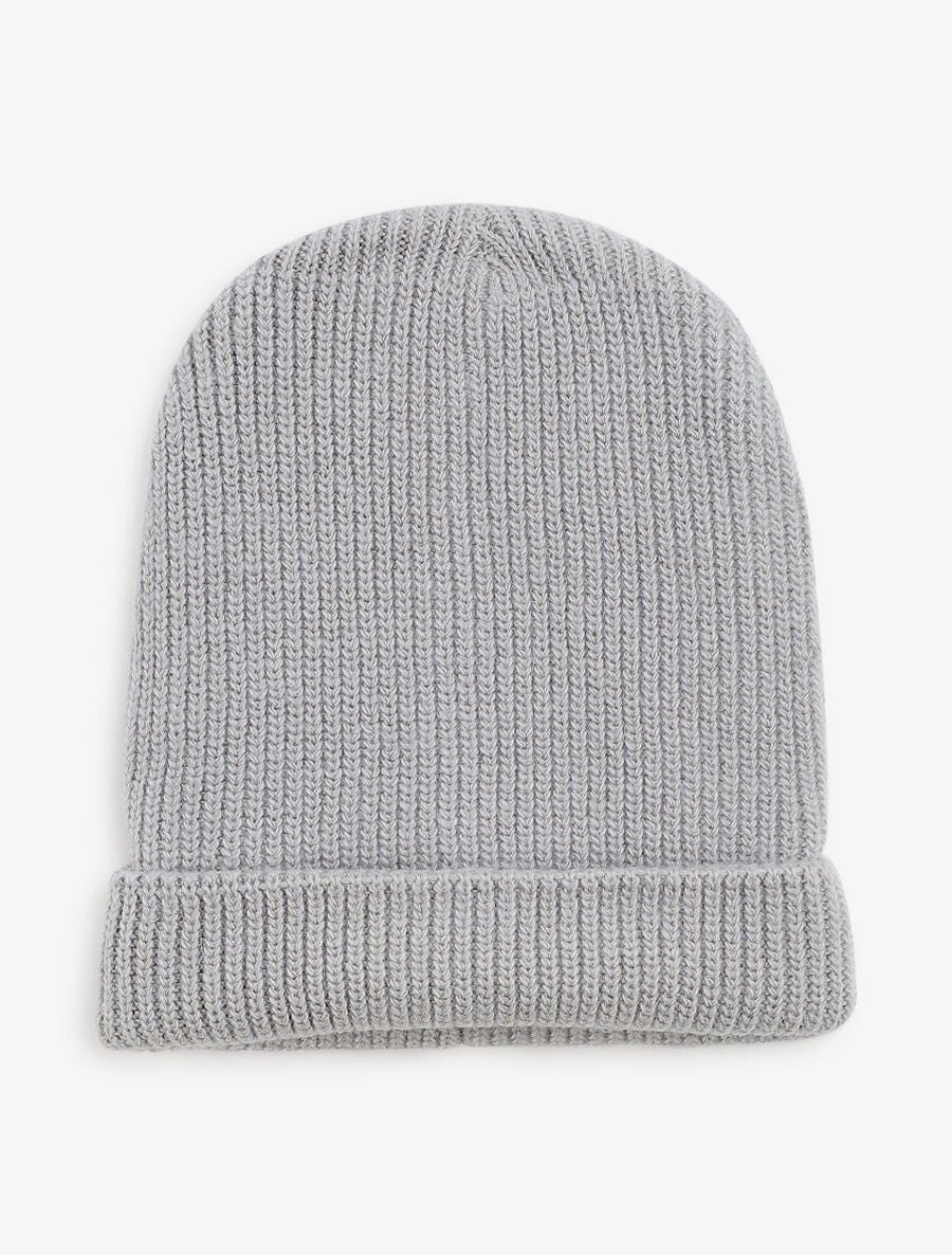 Bonnet uni en maille côtelée - Gris clair - 3