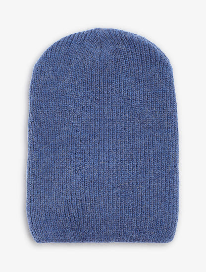 Bonnet uni en maille côtelée - Marine - 1