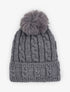 Bonnet en maille tressée à pompon - Gris foncé - 1
