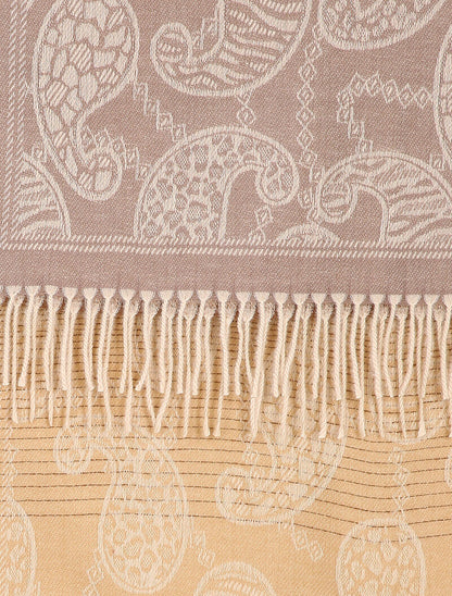 Echarpe douce à imprimé cachemire et franges - Marron - 2