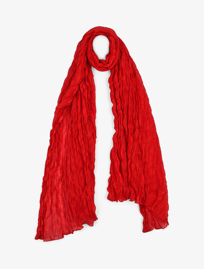 Foulard en coton effet froissé - Rouge - 4