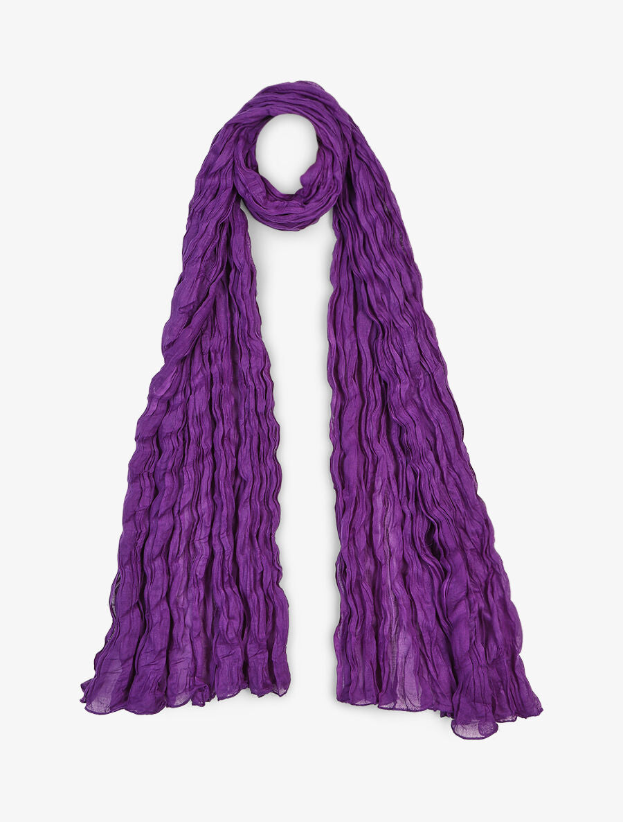 Foulard en coton effet froissé - Violet - 4