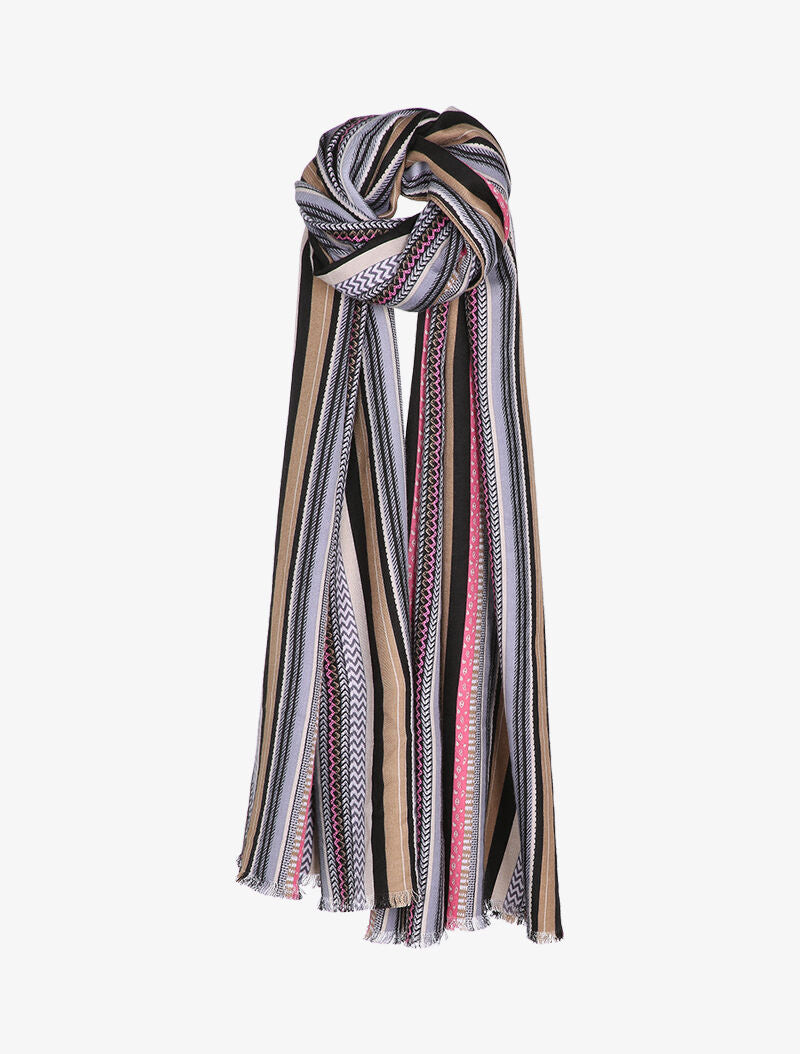 Echarpe à imprimé rayures stylisées - Gris foncé - 3