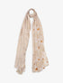 Foulard en soie mélangée imprimé marguerites - Beige - 4