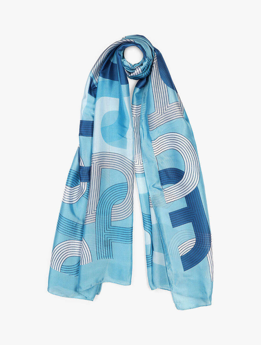Foulard imprimé graphique stylisé - Bleu - 4