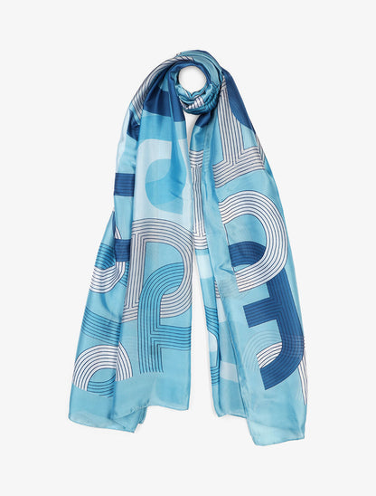 Foulard imprimé graphique stylisé - Bleu - 4